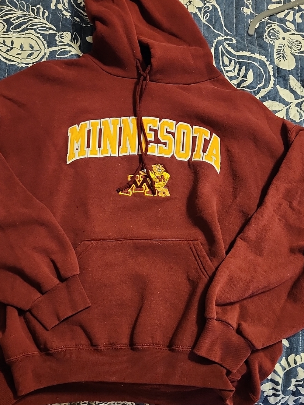Russell Athletic Maroon Hoodie with Gold Minnesota Lettering